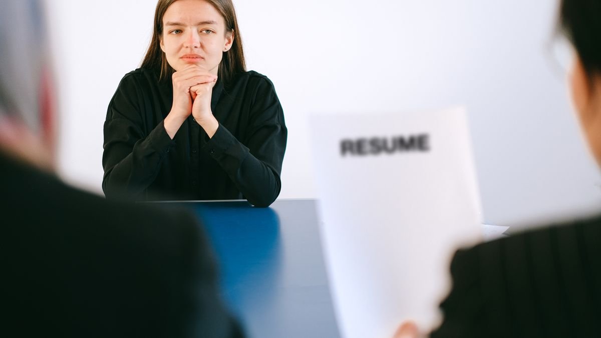 Candidate answering questions during a formal job interview